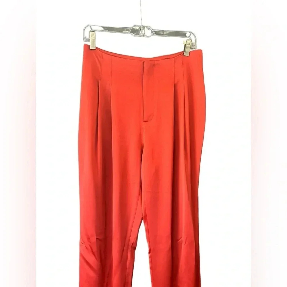 Cinq a Sept 5a7 SATIN RUTHY PANT Pleated Front Zip Closure Straight leg Size 4 - Picture 8 of 16